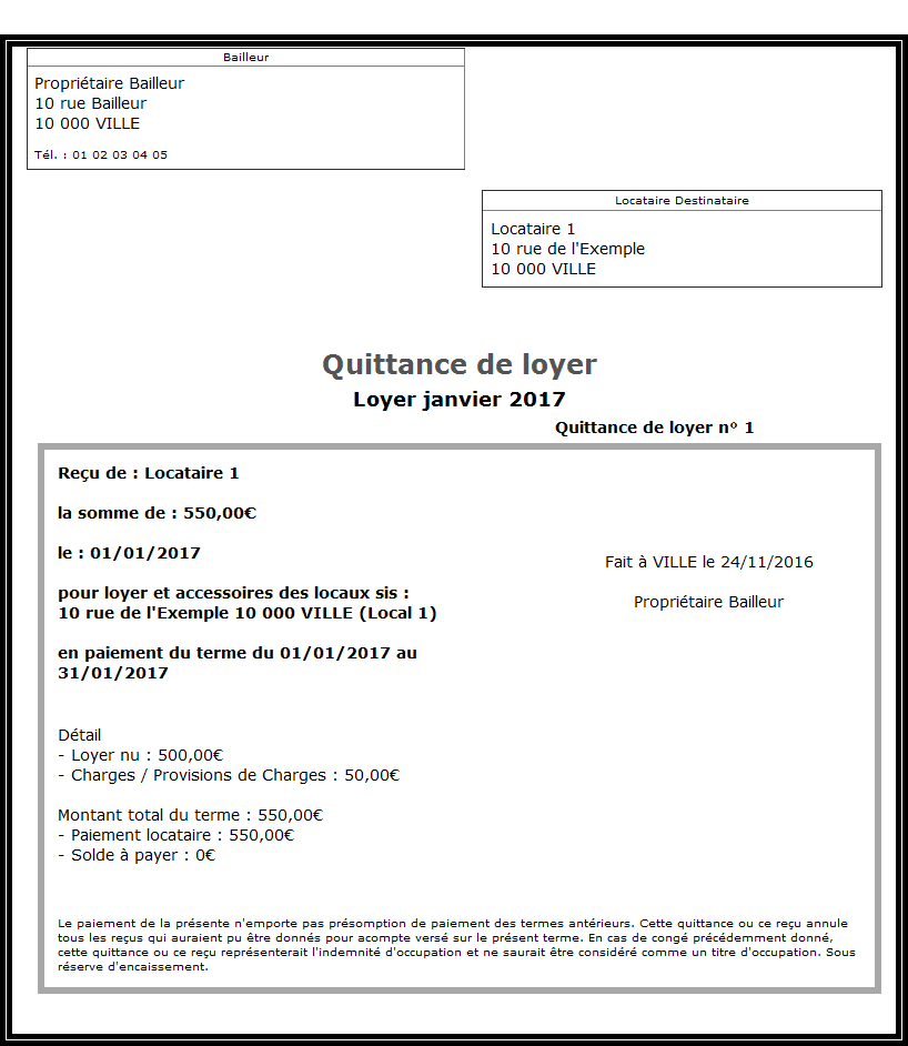 Quittance De Loyer Format Pdf