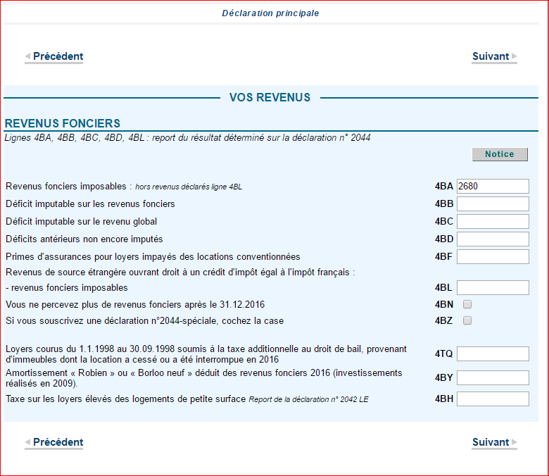 Vérification sur la déclaration 2042