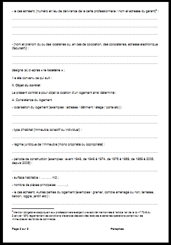 Contrat de location (bail) à télécharger Word PDF