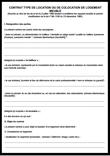 Contrat De Location Meublé Bail Type