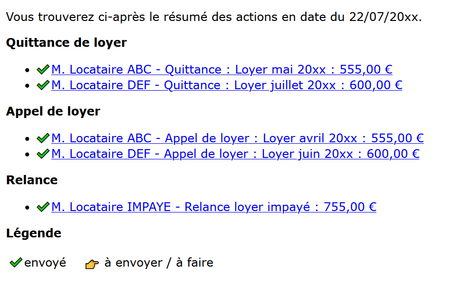 Envoi automatique des appels et quittances de loyer