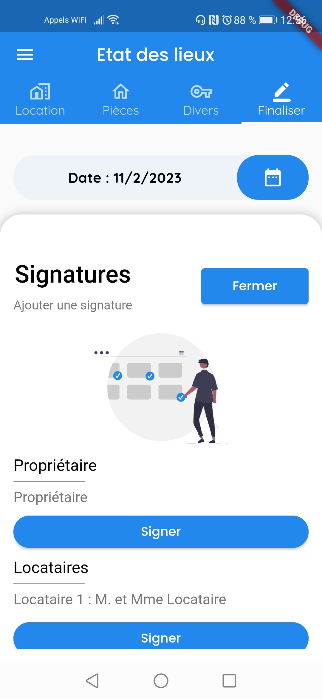 Signature électronique des états des lieux