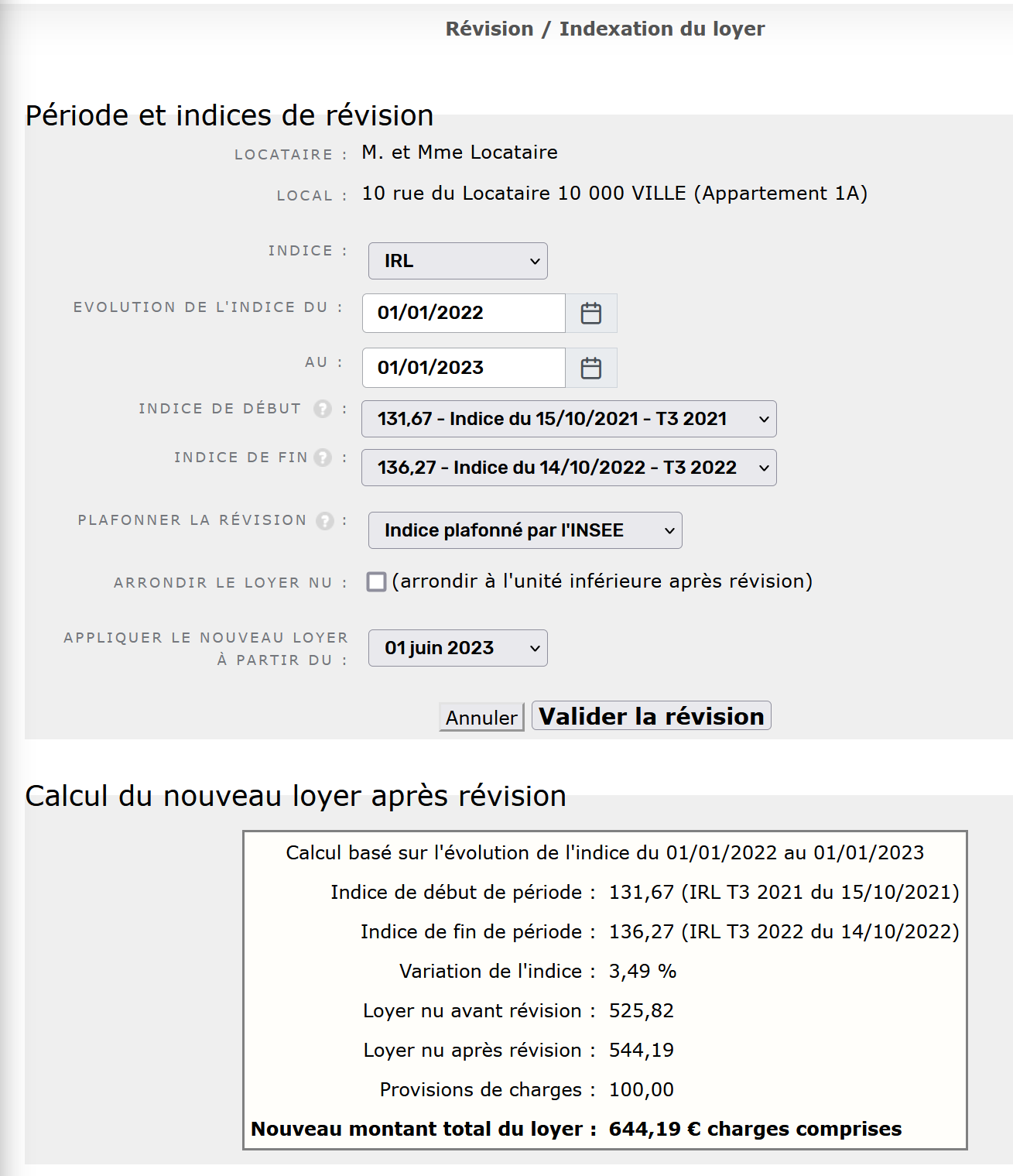 Révision de loyer