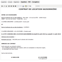 Contrat de location saisonnière