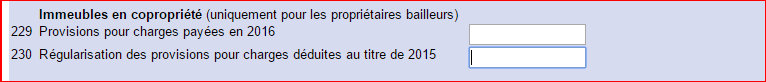 Régularisation des charges et provisions de copropriété ligne 229 et 230