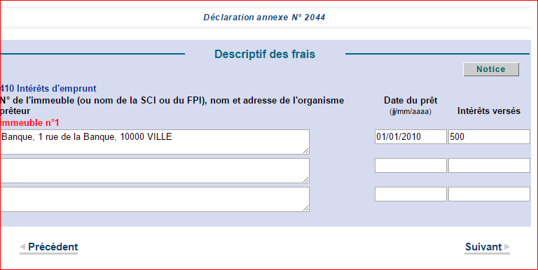 Revenus fonciers : déduction des intérêts d'emprunt